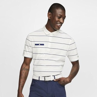 Polo Nike Dri-FIT Player Striped Golf Barbati Albastri Albi Argintii | RUYP-76950